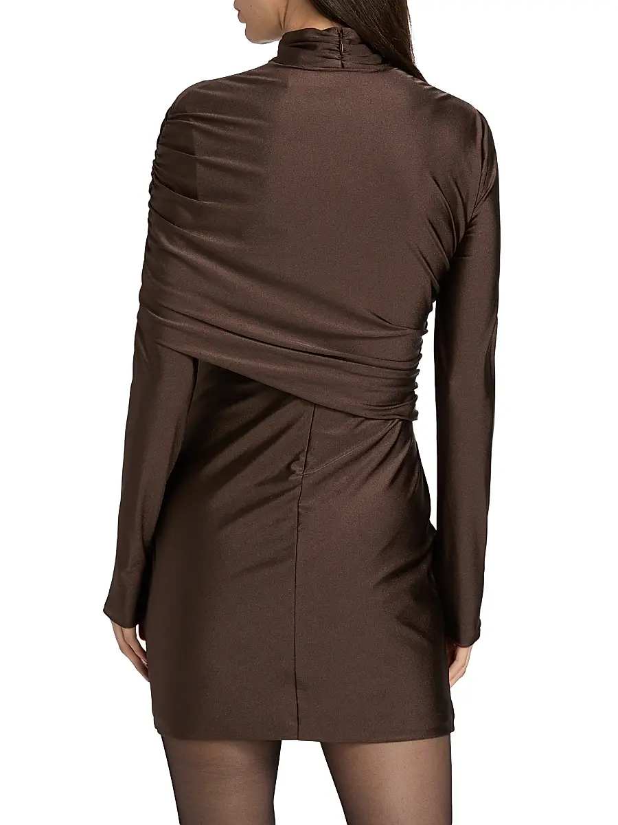 Et Ochs Women's Fallon Ruched Wrap Minidress - Chocolate | Thumbnail 5