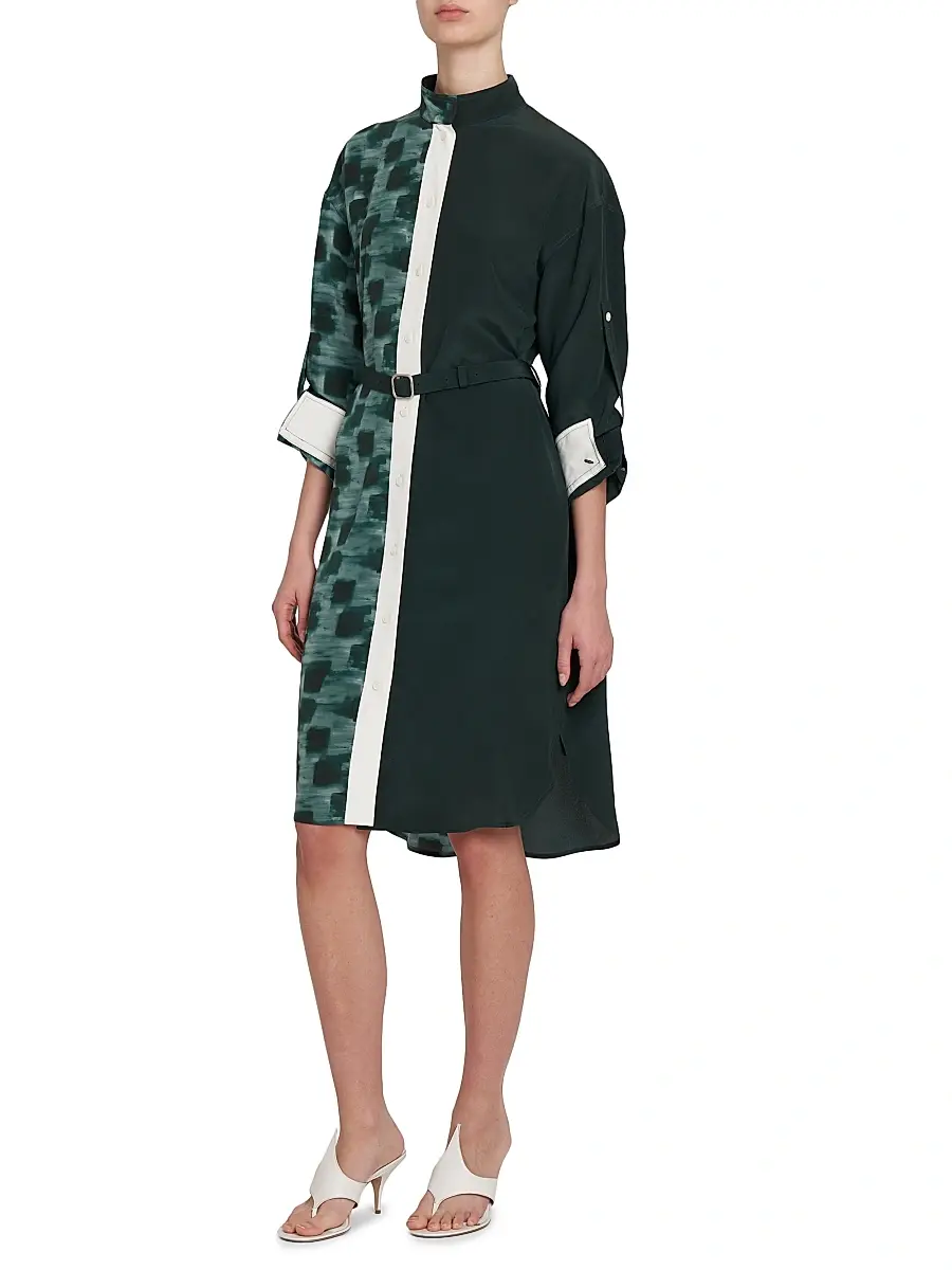 Ferragamo Women's Painted Block Silk Split Shirtdress | Thumbnail 4 Ferragamo Women's Painted Block Silk Split Shirtdress | Thumbnail 4