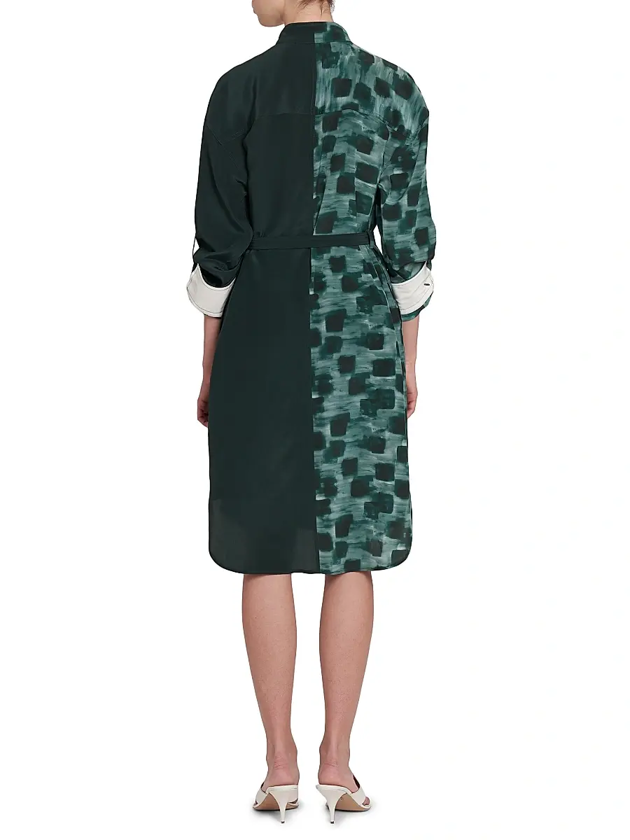 Ferragamo Women's Painted Block Silk Split Shirtdress | Thumbnail 5 Ferragamo Women's Painted Block Silk Split Shirtdress | Thumbnail 5