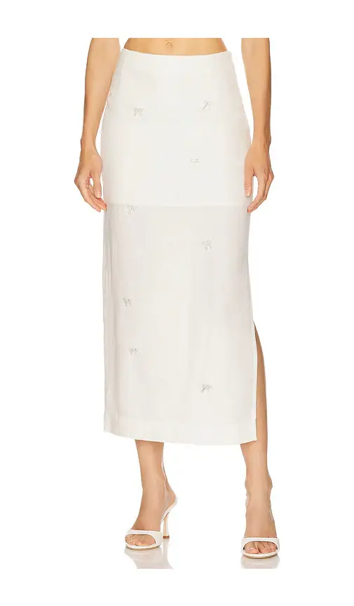 Milkwhite x REVOLVE Midi Skirt With Mini Strass Bows | Image 1 Milkwhite x REVOLVE Midi Skirt With Mini Strass Bows | Image 1