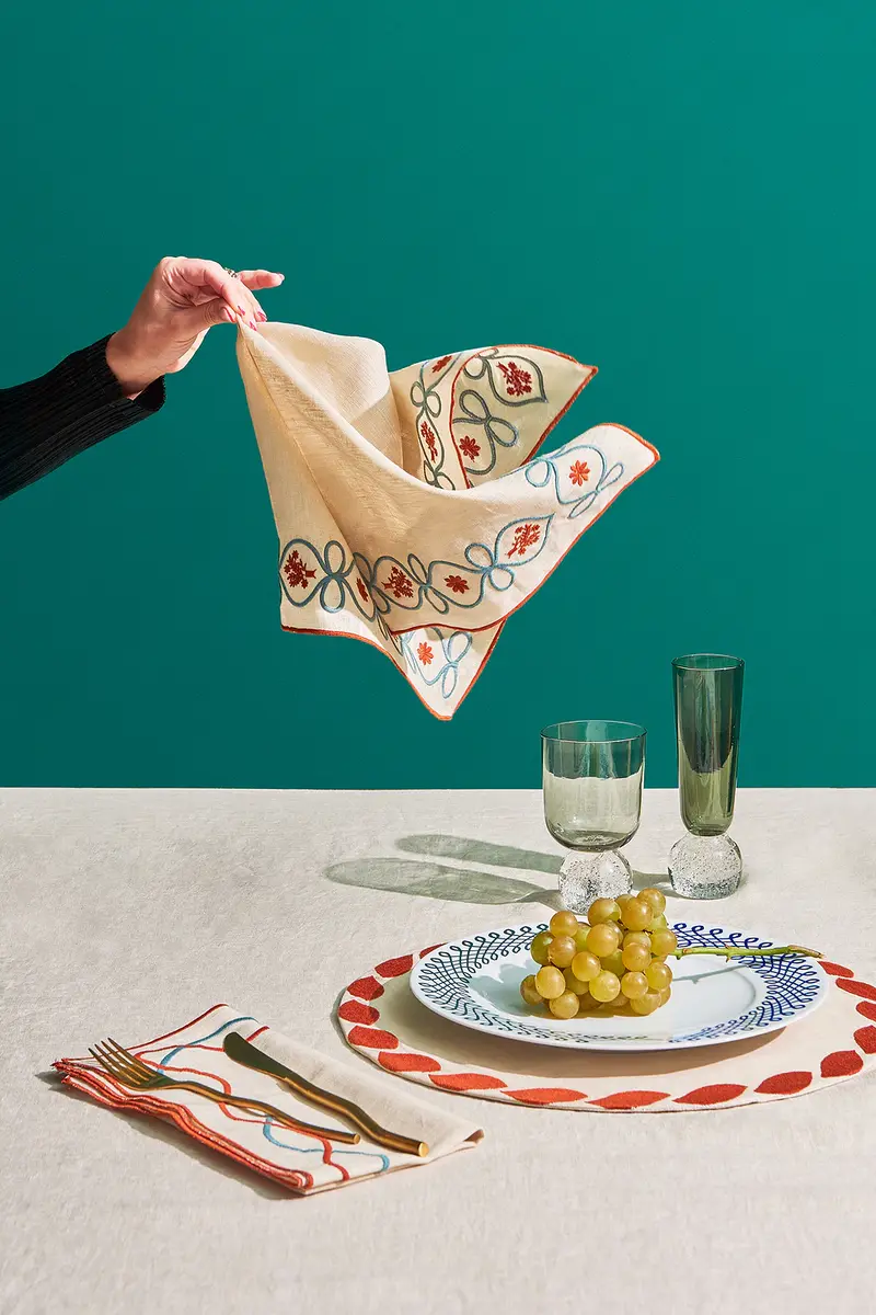 Misette Embroidered Linen Napkins Set Of 4 | Thumbnail 3 Misette Embroidered Linen Napkins Set Of 4 | Thumbnail 3