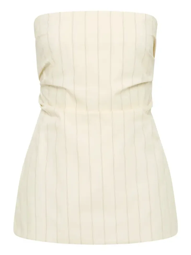Strapless Striped Cotton-Blend Top Strapless Striped Cotton-Blend Top