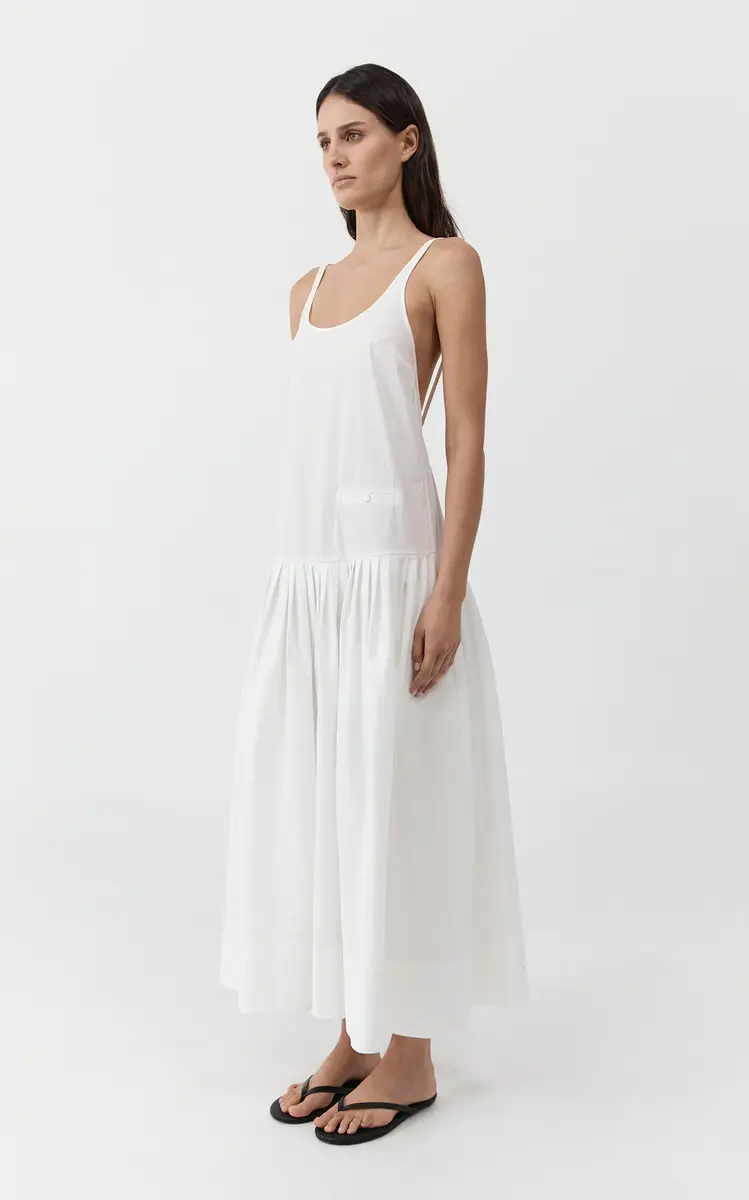 St. Agni Pleated Cotton-Blend Midi Dress | Thumbnail 6