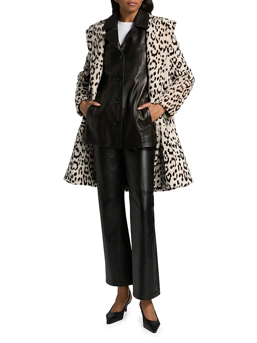 Nili Lotan Women's Crystal Leopard Print Duster Coat - Snow Leopard | Thumbnail 2 Nili Lotan Women's Crystal Leopard Print Duster Coat - Snow Leopard | Thumbnail 2
