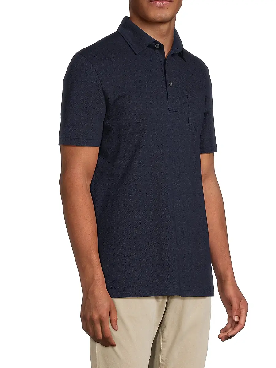 Ralph Lauren Purple Label Men's Cotton-Cashmere Piqué Polo Shirt | Thumbnail 4 Ralph Lauren Purple Label Men's Cotton-Cashmere Piqué Polo Shirt | Thumbnail 4