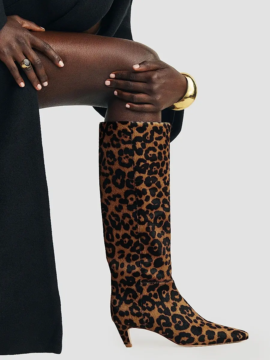 Reformation Women's Remy 50MM Leopard-Print Leather Knee-High Boots | Thumbnail 9