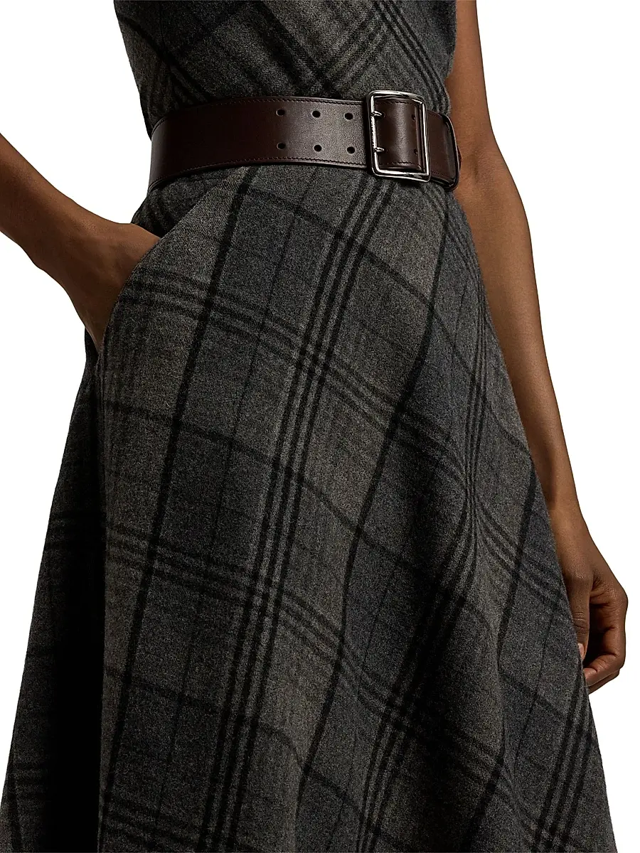 Ralph Lauren Collection Women's Hadiah Plaid Wool Scarf Skirt - Grey Black | Thumbnail 6 Ralph Lauren Collection Women's Hadiah Plaid Wool Scarf Skirt - Grey Black | Thumbnail 6
