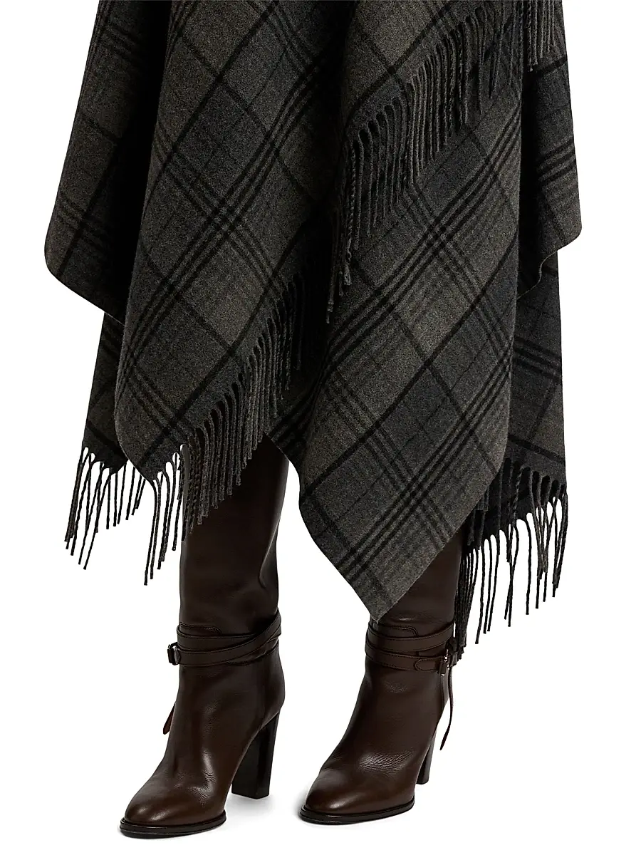 Ralph Lauren Collection Women's Hadiah Plaid Wool Scarf Skirt - Grey Black | Thumbnail 7 Ralph Lauren Collection Women's Hadiah Plaid Wool Scarf Skirt - Grey Black | Thumbnail 7