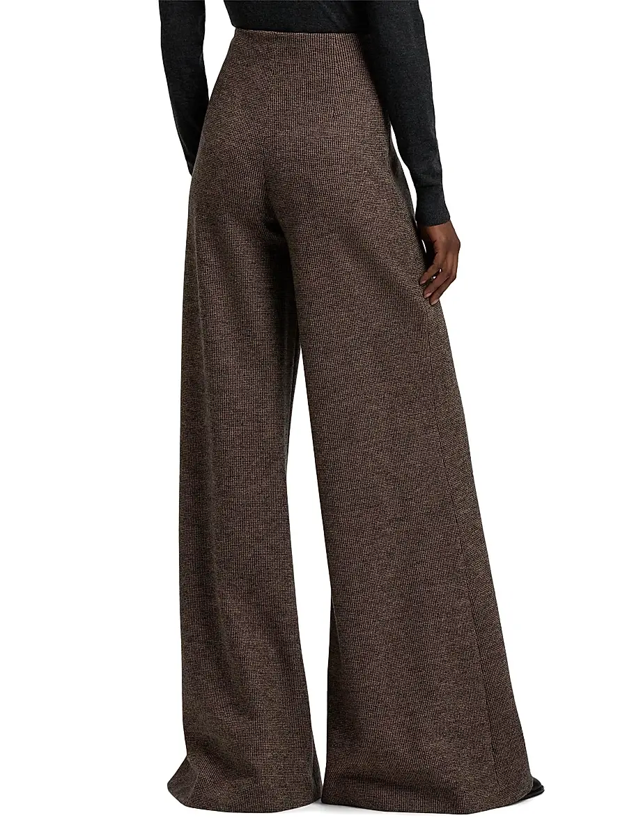 Ralph Lauren Collection Women's Isaiah Tick-Weave Wool Wide-Leg Pants - Dark Brown Camel | Thumbnail 5 Ralph Lauren Collection Women's Isaiah Tick-Weave Wool Wide-Leg Pants - Dark Brown Camel | Thumbnail 5
