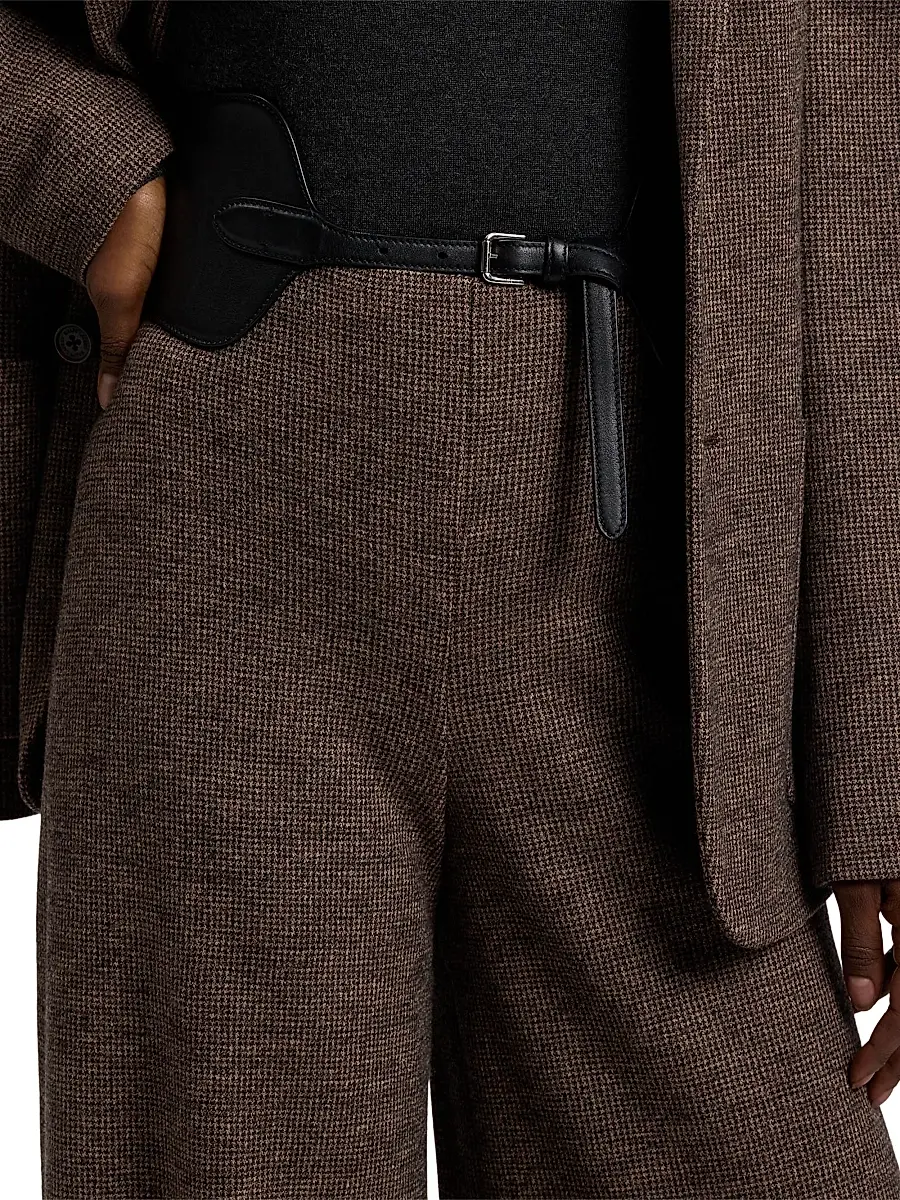 Ralph Lauren Collection Women's Isaiah Tick-Weave Wool Wide-Leg Pants - Dark Brown Camel | Thumbnail 6 Ralph Lauren Collection Women's Isaiah Tick-Weave Wool Wide-Leg Pants - Dark Brown Camel | Thumbnail 6