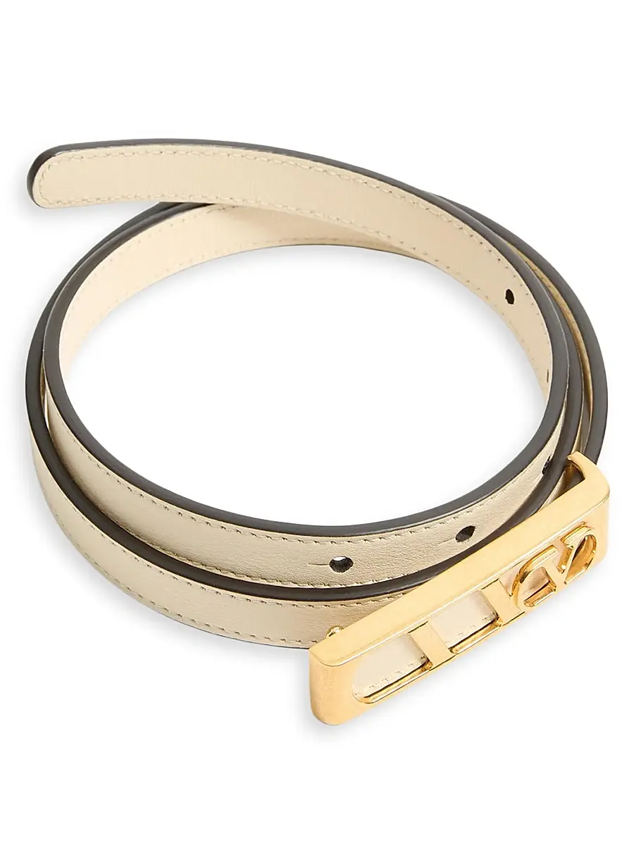 Valentino Garavani Women's Vlogo Signature Belt In Shiny Calfskin 15 MM - Butter | Thumbnail 3 Valentino Garavani Women's Vlogo Signature Belt In Shiny Calfskin 15 MM - Butter | Thumbnail 3