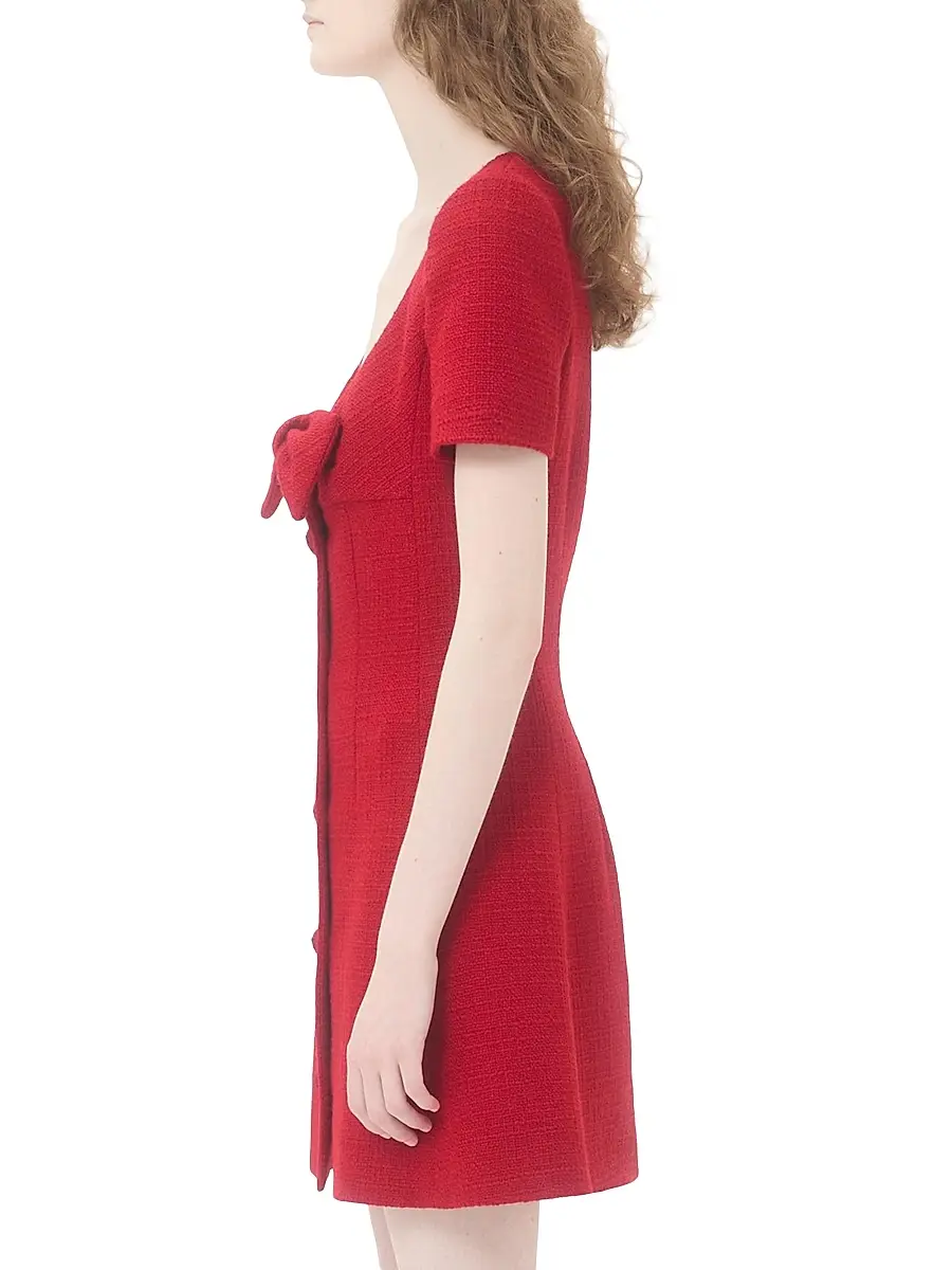 Valentino Garavani Women's Short Dress in Plain Wool Tweed - Paris | Thumbnail 3 Valentino Garavani Women's Short Dress in Plain Wool Tweed - Paris | Thumbnail 3
