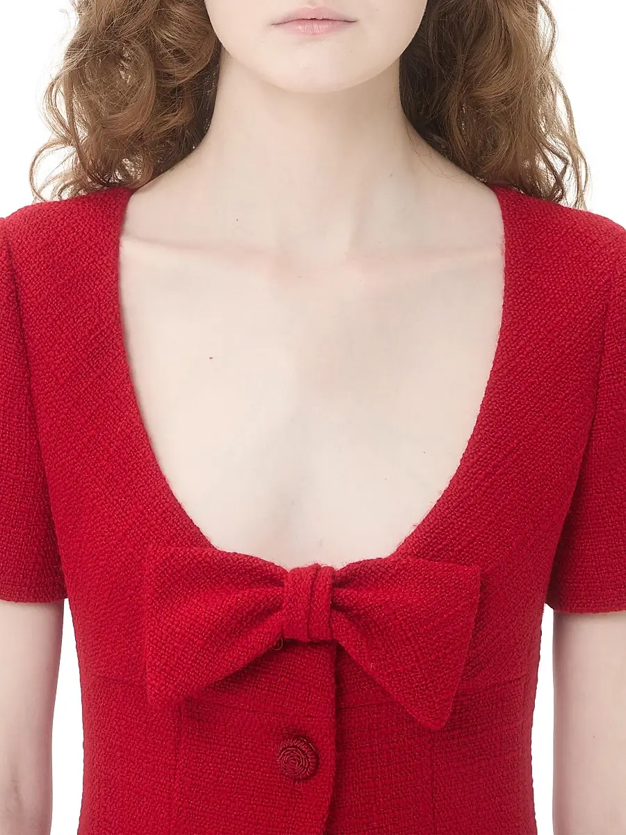 Valentino Garavani Women's Short Dress in Plain Wool Tweed - Paris | Thumbnail 5 Valentino Garavani Women's Short Dress in Plain Wool Tweed - Paris | Thumbnail 5