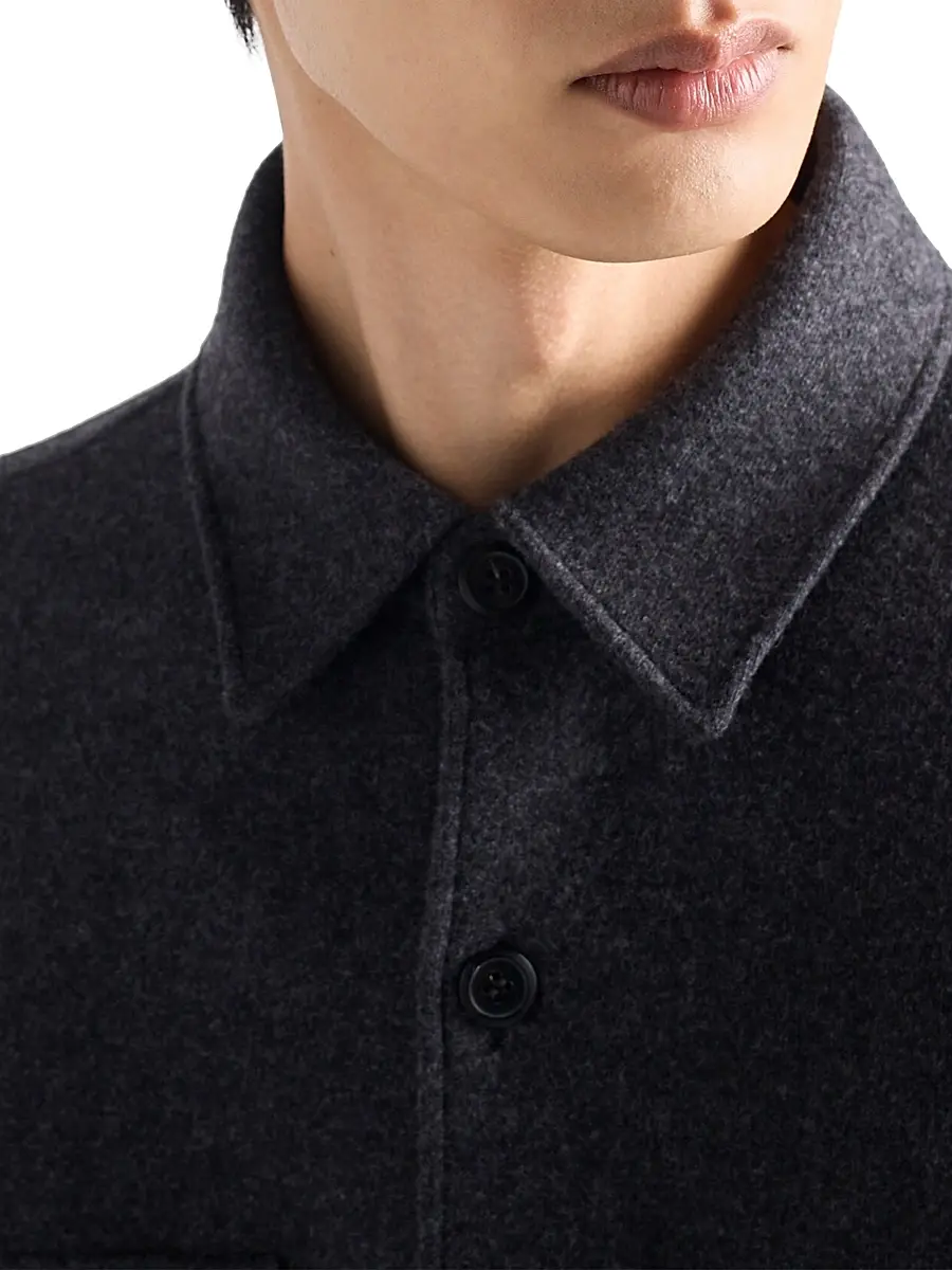 Prada Men's Wool Blend Shirt - Grey | Thumbnail 4 Prada Men's Wool Blend Shirt - Grey | Thumbnail 4