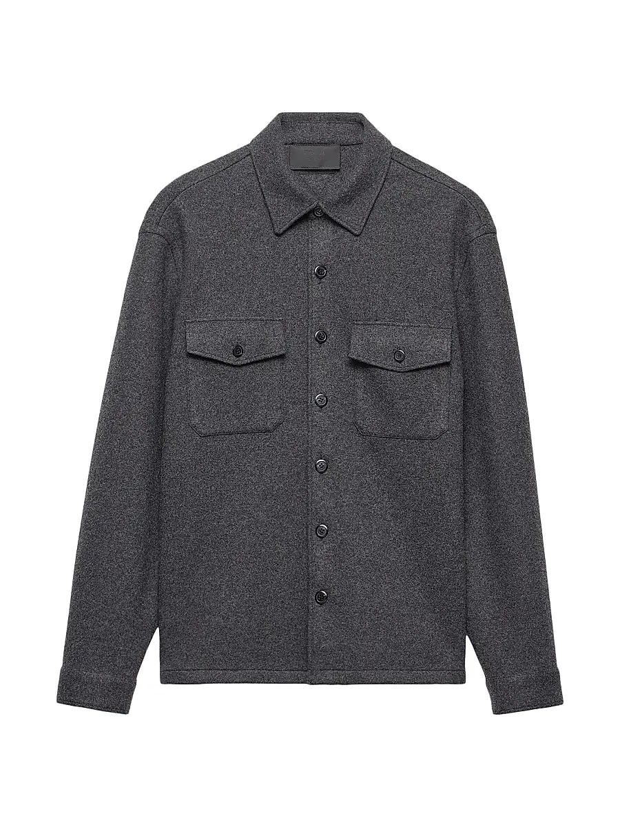 Prada Men's Wool Blend Shirt - Grey | Image 1 Prada Men's Wool Blend Shirt - Grey | Image 1
