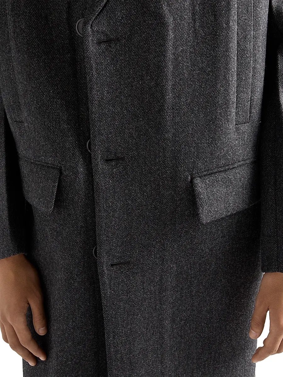 Prada Men's Single-Breasted Wool Coat - Grey | Thumbnail 5