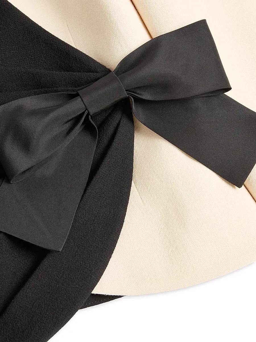 Valentino Women's Wool Crepe Jacket with Contrasting Bow - Black Birch | Thumbnail 6