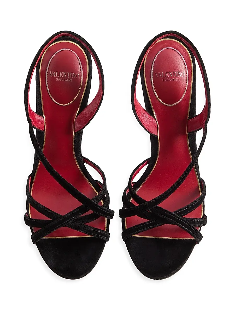 Valentino Women's Fetishique Velvet 105MM Sandals | Thumbnail 4 Valentino Women's Fetishique Velvet 105MM Sandals | Thumbnail 4
