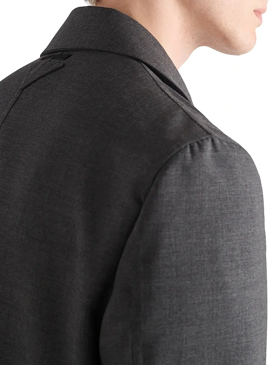 Prada Men's Single-Breasted Wool Blend Jacket - Grey | Thumbnail 4