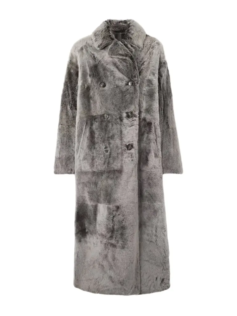 Yves Salomon Double-breasted Shearling Coat | Image 1 Yves Salomon Double-breasted Shearling Coat | Image 1
