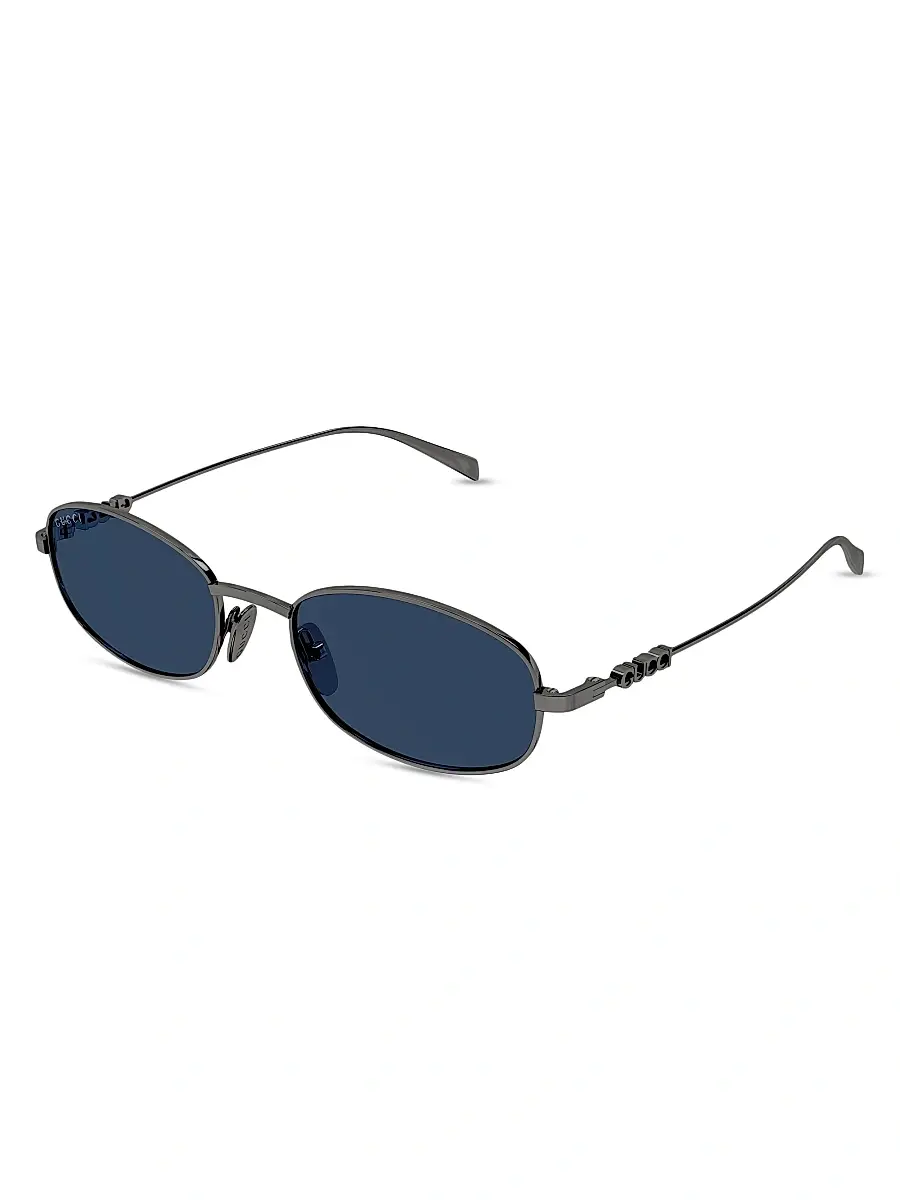 Gucci Men's Block 54MM Oval Sunglasses - Ruthenium | Image 1 Gucci Men's Block 54MM Oval Sunglasses - Ruthenium | Image 1
