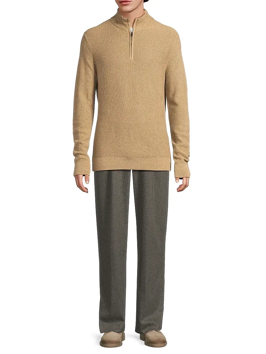 Vince Men's Geo-Jacquard Quarter-Zip Sweater | Thumbnail 2 Vince Men's Geo-Jacquard Quarter-Zip Sweater | Thumbnail 2