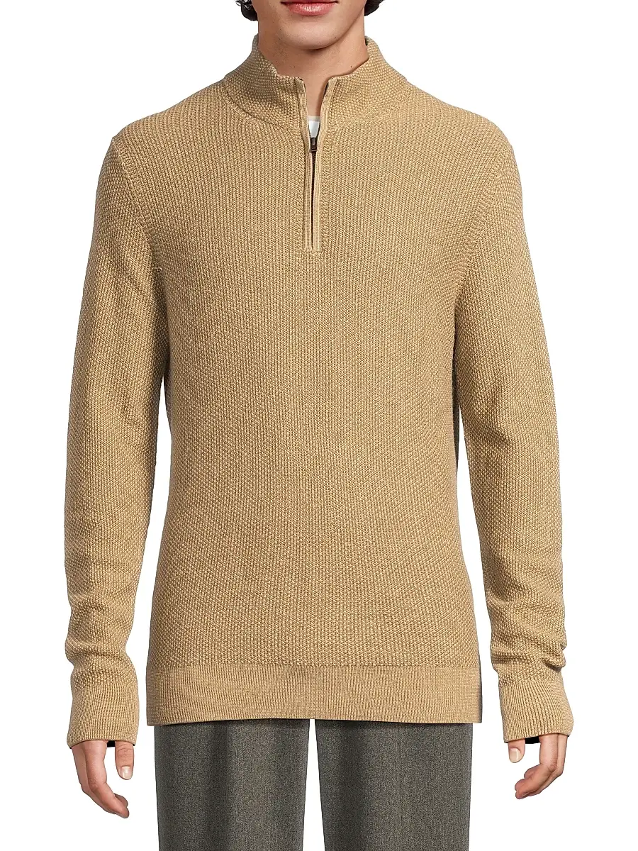 Vince Men's Geo-Jacquard Quarter-Zip Sweater | Thumbnail 3 Vince Men's Geo-Jacquard Quarter-Zip Sweater | Thumbnail 3