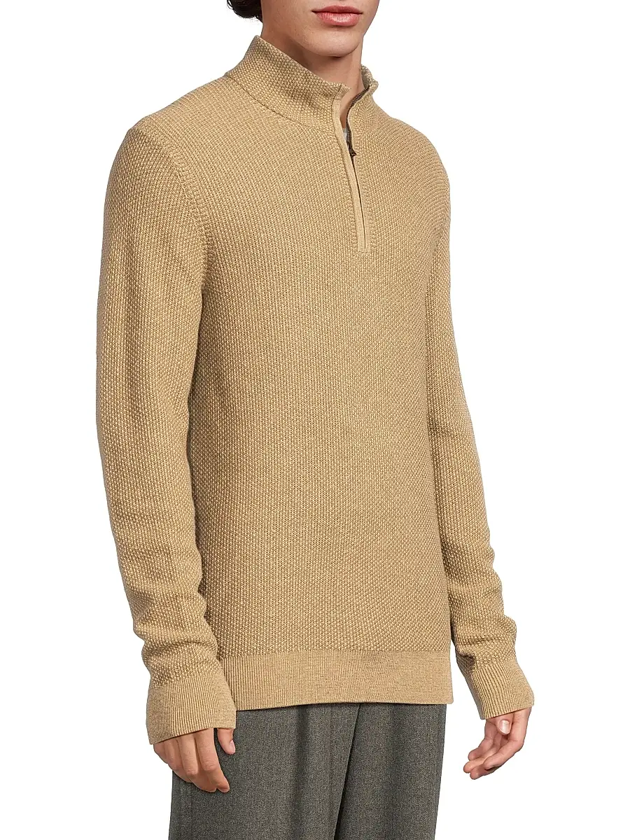 Vince Men's Geo-Jacquard Quarter-Zip Sweater | Thumbnail 4 Vince Men's Geo-Jacquard Quarter-Zip Sweater | Thumbnail 4