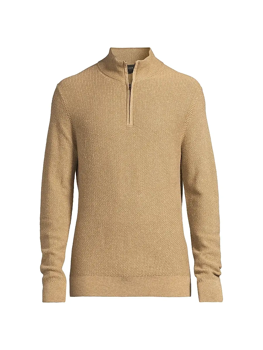 Vince Men's Geo-Jacquard Quarter-Zip Sweater