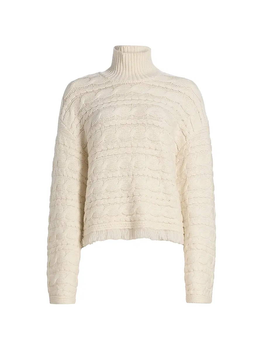 Guest In Residence Women's Cable-Knit Wool-Cashmere Turtleneck Sweater - Cream | Image 1 Guest In Residence Women's Cable-Knit Wool-Cashmere Turtleneck Sweater - Cream | Image 1