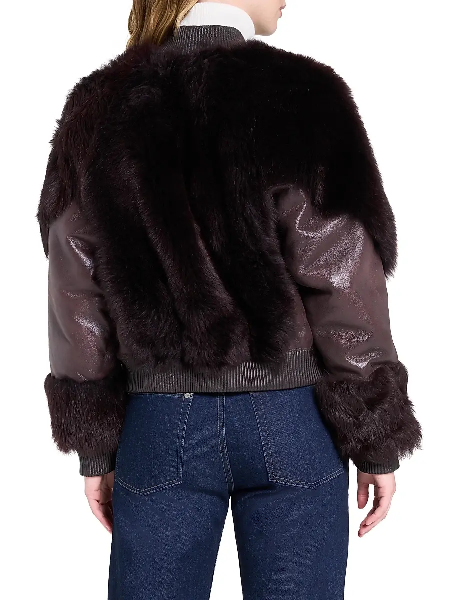 TWP Women's Marnie Leather & Shearling Jacket - Red Wine | Thumbnail 5 TWP Women's Marnie Leather & Shearling Jacket - Red Wine | Thumbnail 5