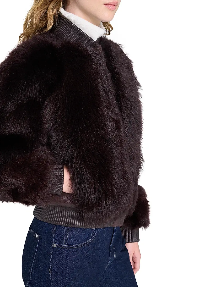 TWP Women's Marnie Leather & Shearling Jacket - Red Wine | Thumbnail 6 TWP Women's Marnie Leather & Shearling Jacket - Red Wine | Thumbnail 6