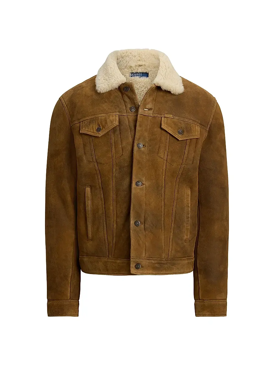 Polo Ralph Lauren Men's Merino Shearling Button-Down Jacket - Soft Brown - Size Small | Image 1 Polo Ralph Lauren Men's Merino Shearling Button-Down Jacket - Soft Brown - Size Small | Image 1