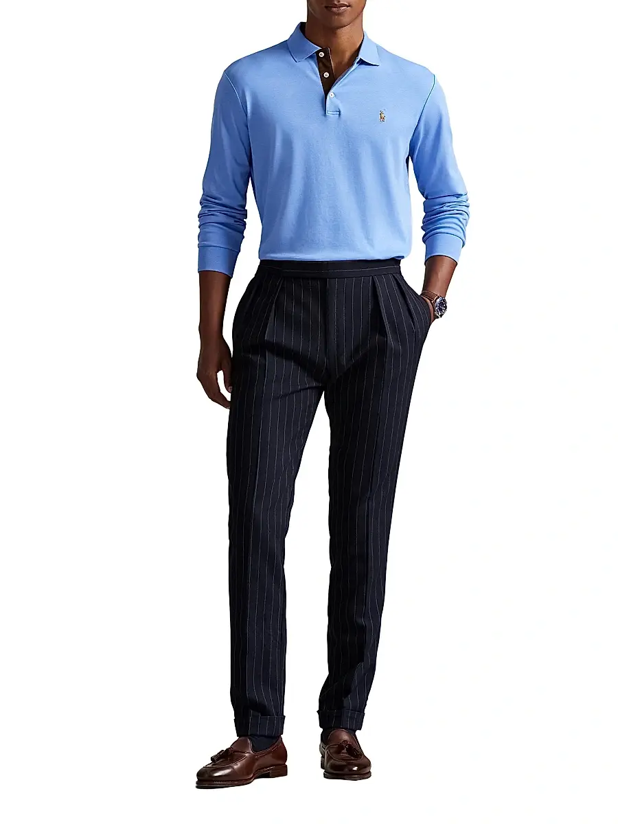 Polo Ralph Lauren Men's Long Sleeve Polo Shirt - Fall Blue | Thumbnail 2 Polo Ralph Lauren Men's Long Sleeve Polo Shirt - Fall Blue | Thumbnail 2