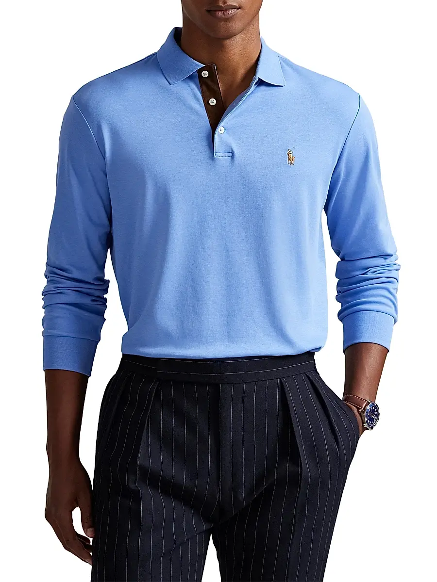 Polo Ralph Lauren Men's Long Sleeve Polo Shirt - Fall Blue | Thumbnail 3 Polo Ralph Lauren Men's Long Sleeve Polo Shirt - Fall Blue | Thumbnail 3