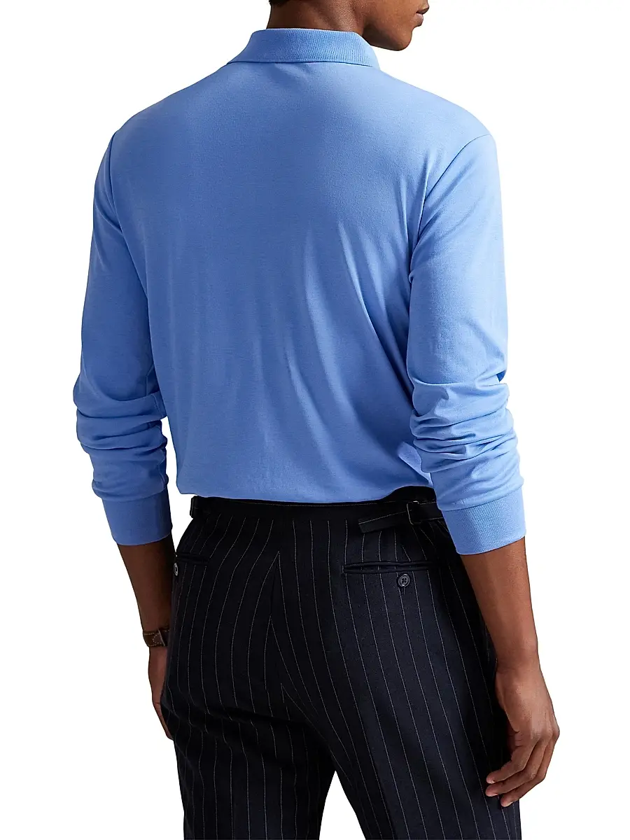 Polo Ralph Lauren Men's Long Sleeve Polo Shirt - Fall Blue | Thumbnail 4 Polo Ralph Lauren Men's Long Sleeve Polo Shirt - Fall Blue | Thumbnail 4