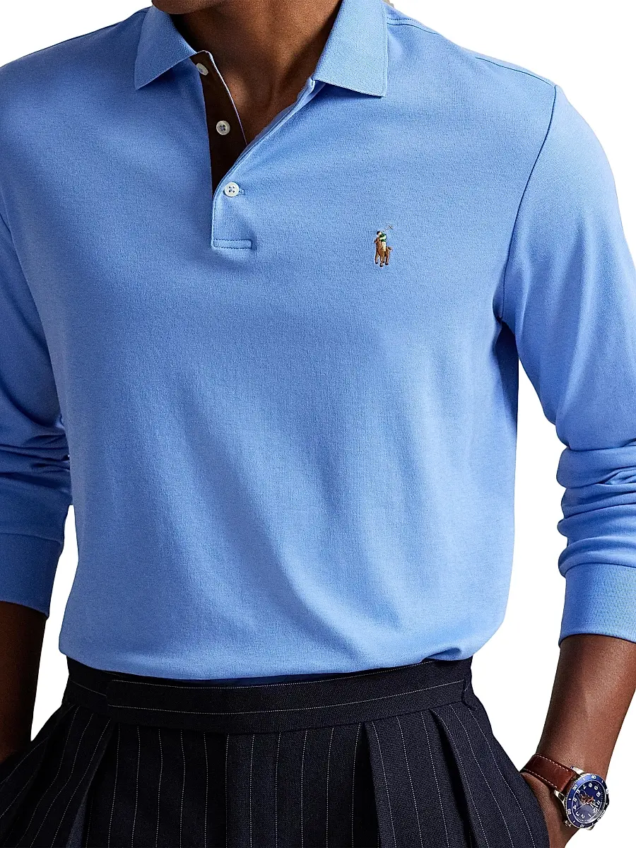 Polo Ralph Lauren Men's Long Sleeve Polo Shirt - Fall Blue | Thumbnail 6 Polo Ralph Lauren Men's Long Sleeve Polo Shirt - Fall Blue | Thumbnail 6