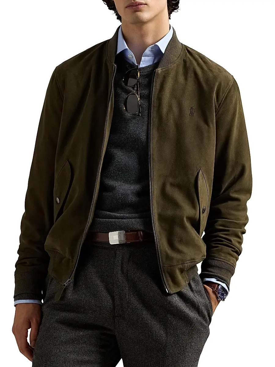 Polo Ralph Lauren Men's Suede Zip-Front Bomber Jacket | Thumbnail 3