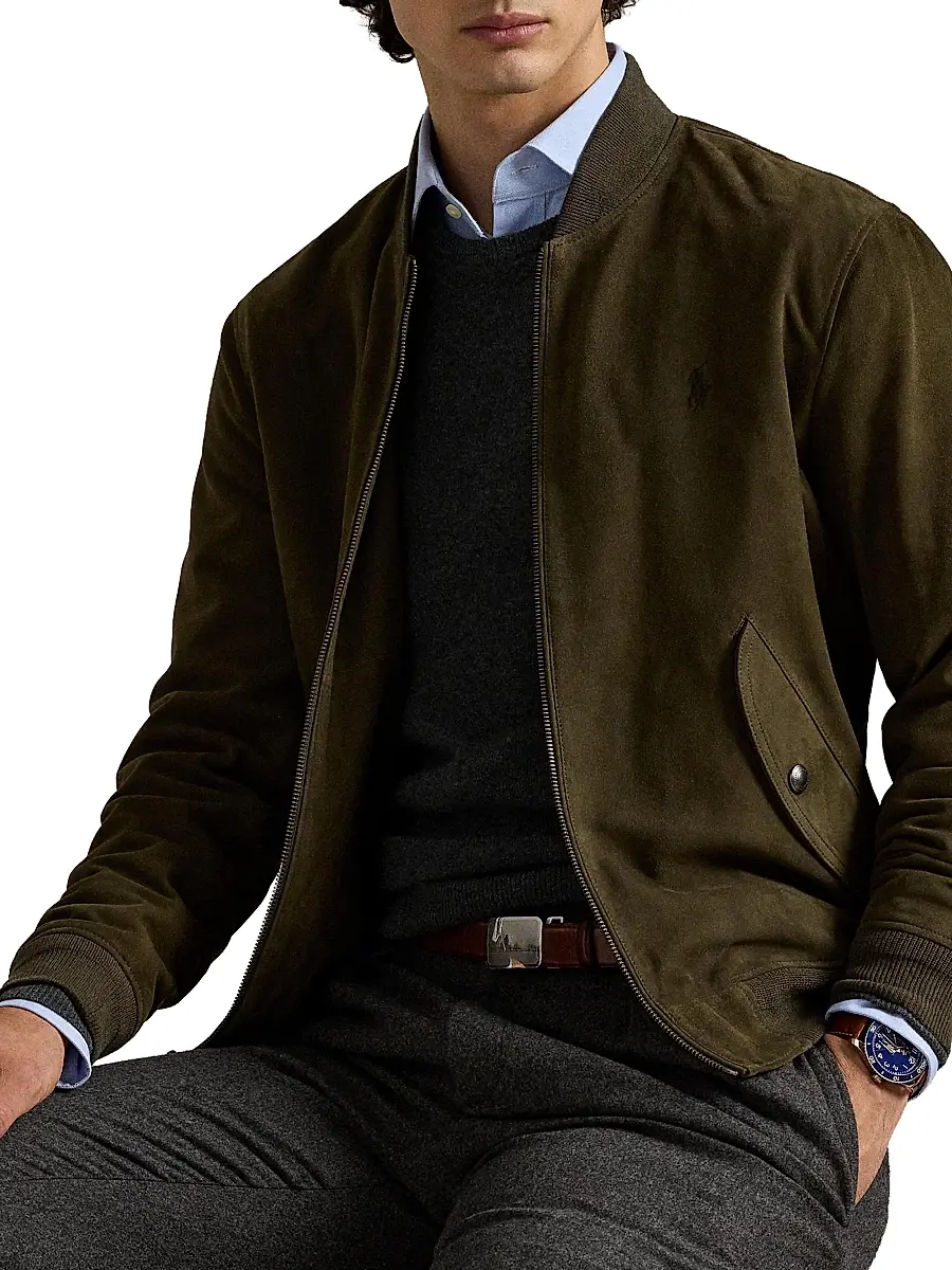 Polo Ralph Lauren Men's Suede Zip-Front Bomber Jacket | Thumbnail 5