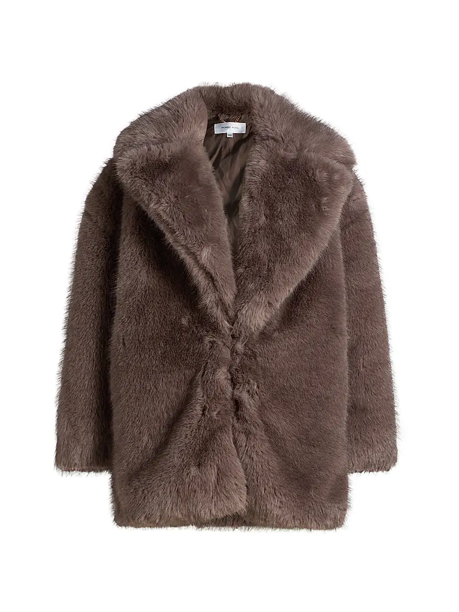 Ronny Kobo Women's Fonzee Faux-Fur Coat - Grey Brown | Image 1 Ronny Kobo Women's Fonzee Faux-Fur Coat - Grey Brown | Image 1
