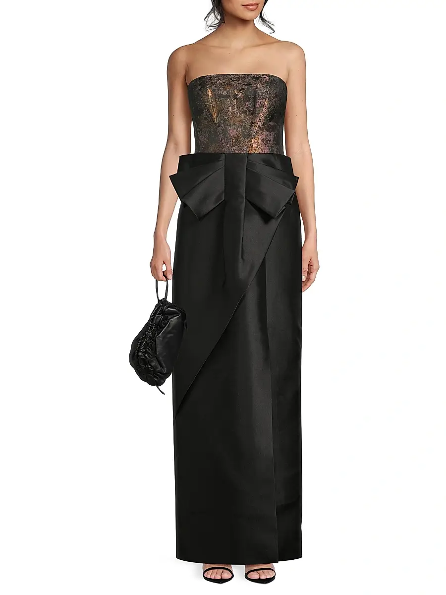 Kay Unger Women's Vanessa Metallic Strapless Column Gown | Thumbnail 2 Kay Unger Women's Vanessa Metallic Strapless Column Gown | Thumbnail 2