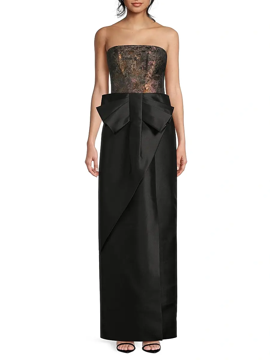 Kay Unger Women's Vanessa Metallic Strapless Column Gown | Thumbnail 3 Kay Unger Women's Vanessa Metallic Strapless Column Gown | Thumbnail 3