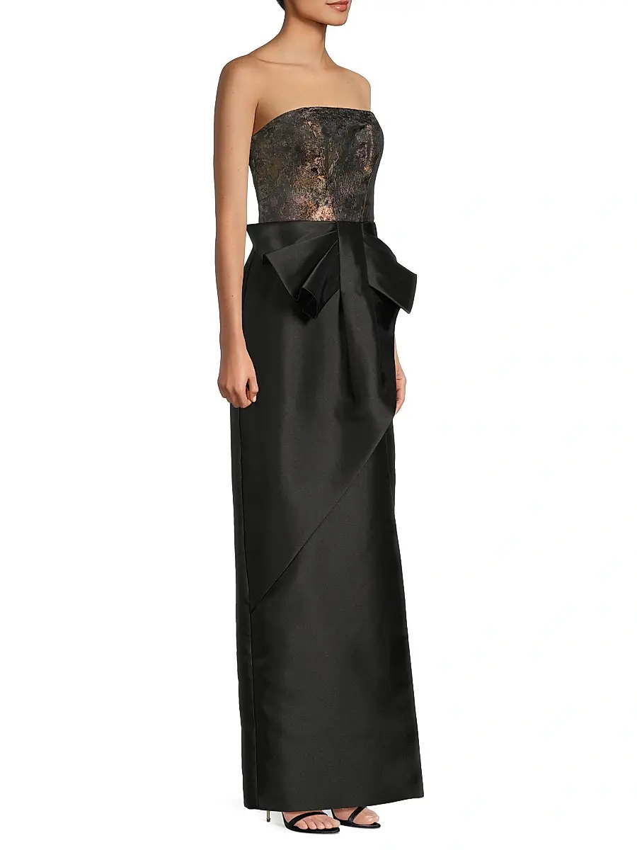 Kay Unger Women's Vanessa Metallic Strapless Column Gown | Thumbnail 4 Kay Unger Women's Vanessa Metallic Strapless Column Gown | Thumbnail 4