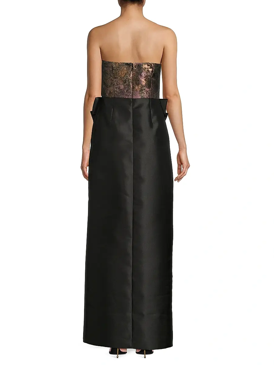 Kay Unger Women's Vanessa Metallic Strapless Column Gown | Thumbnail 5 Kay Unger Women's Vanessa Metallic Strapless Column Gown | Thumbnail 5