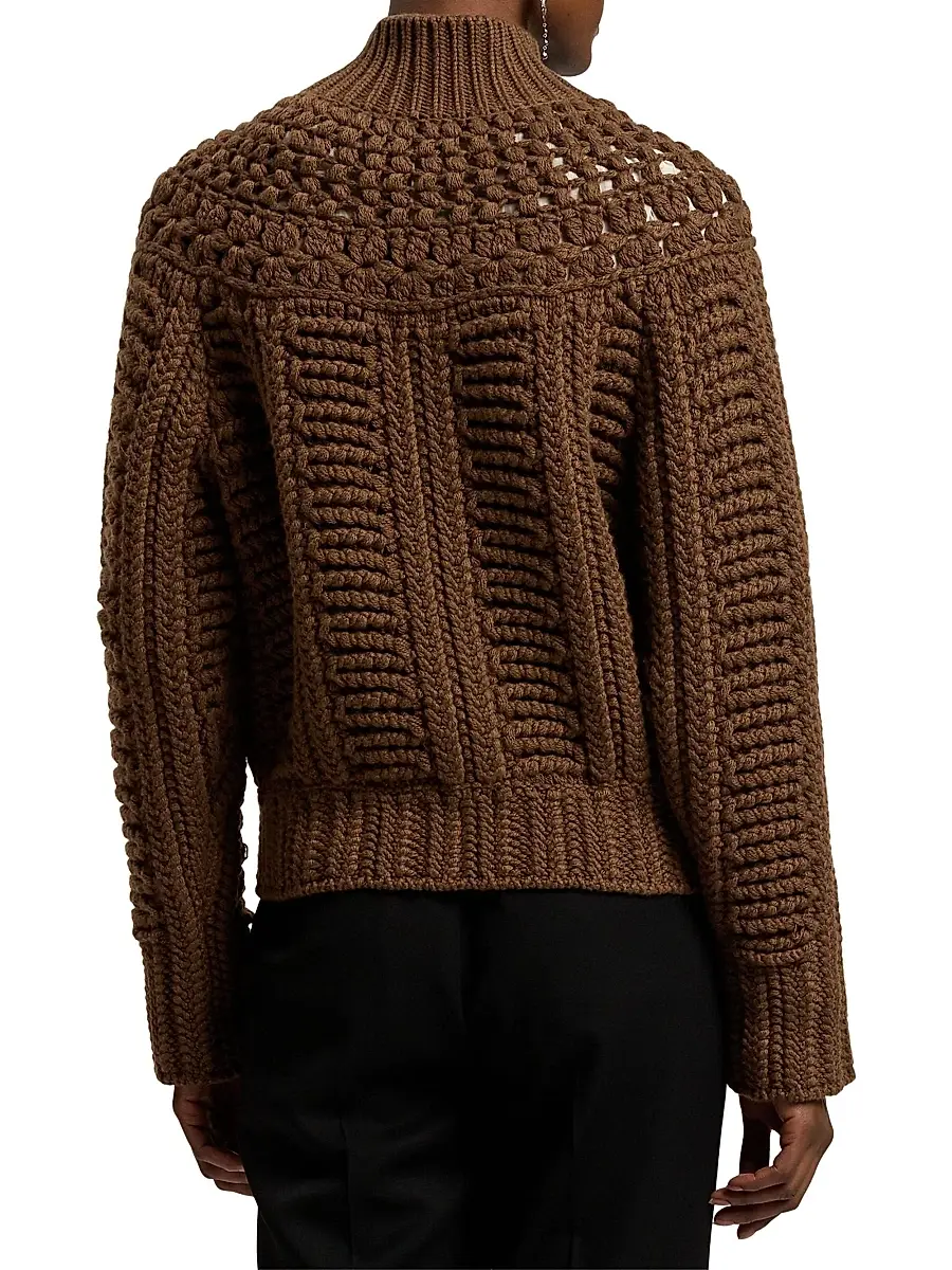 Ralph Lauren Collection Women's Mixed Stitch Cashmere Cardigan - Cognac | Thumbnail 4 Ralph Lauren Collection Women's Mixed Stitch Cashmere Cardigan - Cognac | Thumbnail 4