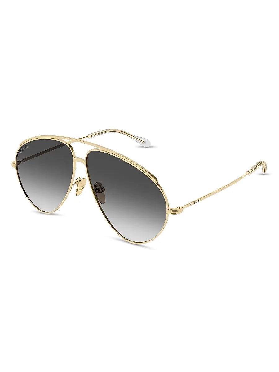 Gucci Women's Fashion Show 60MM Aviator Sunglasses - Gold | Image 1 Gucci Women's Fashion Show 60MM Aviator Sunglasses - Gold | Image 1