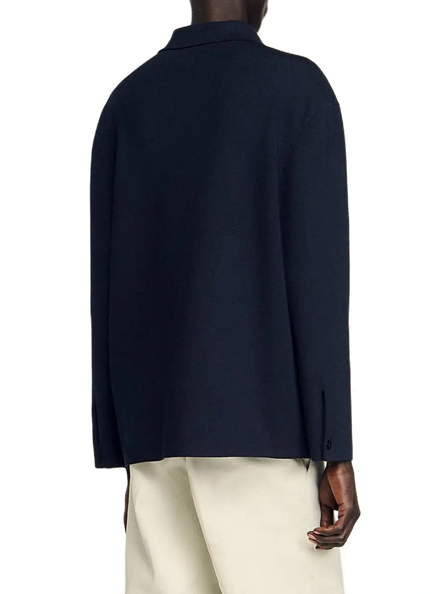 Sandro Men's Knit Jacket - Navy Blue | Thumbnail 3 Sandro Men's Knit Jacket - Navy Blue | Thumbnail 3