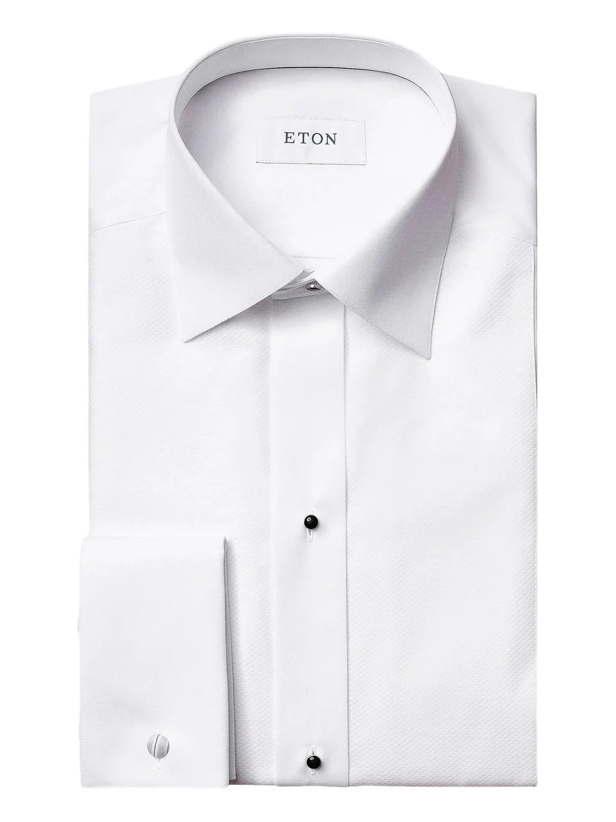 Men's Contemporary-Fit Cotton Pique Tuxedo Shirt