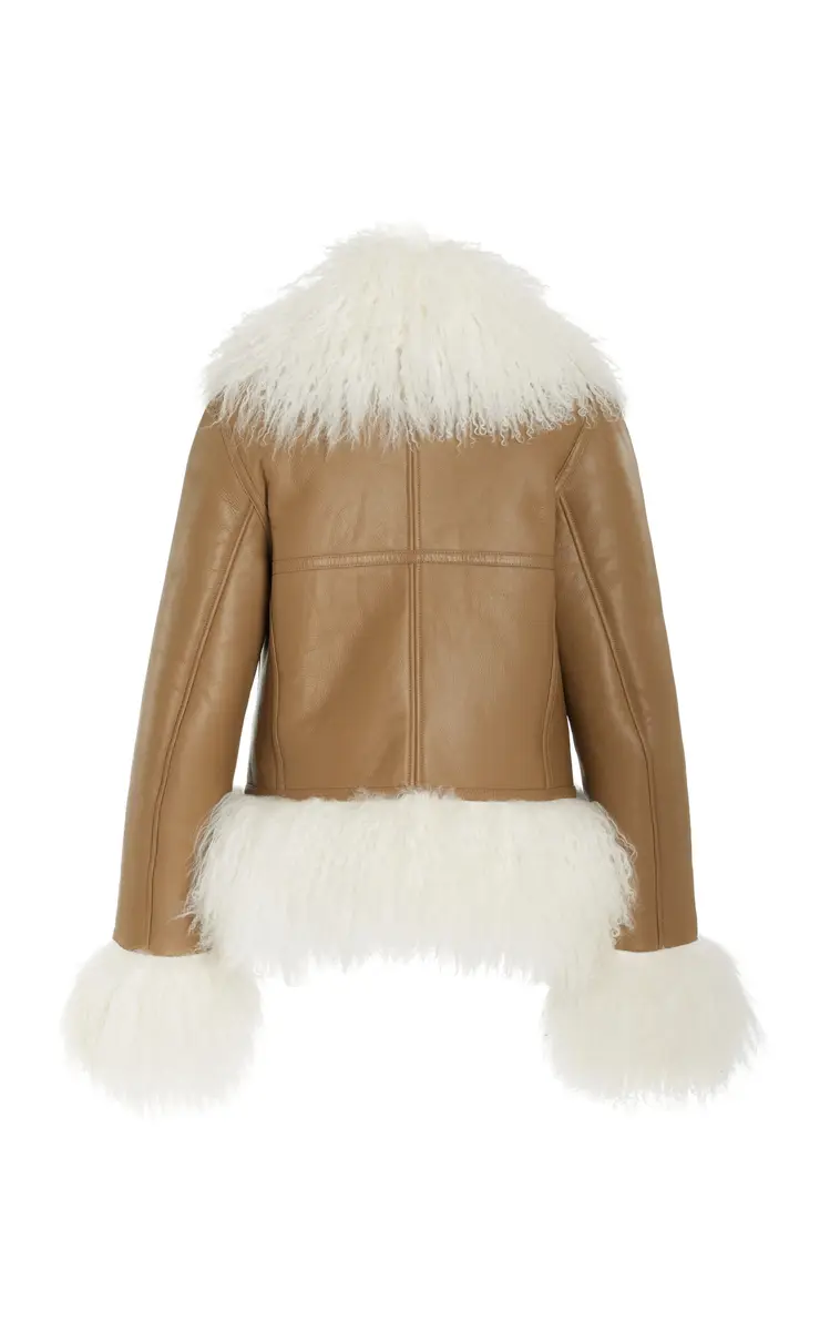 Michael Kors Collection Shearling-Trimmed Leather Moto Jacket | Thumbnail 4