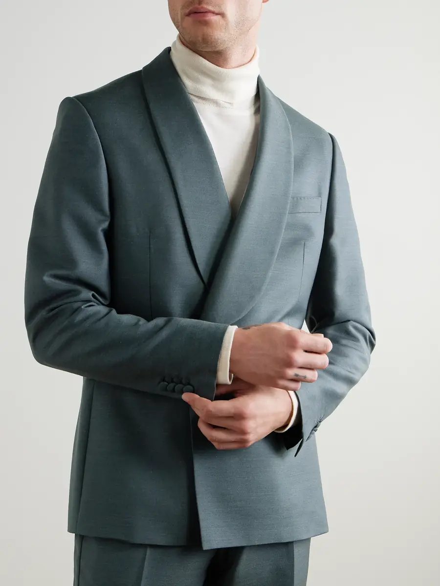 MR P. Slim-Fit Double-Breasted Shawl-Lapel Wool, Mohair and Silk-Blend Twill Tuxedo Jacket - Men | Thumbnail 3 MR P. Slim-Fit Double-Breasted Shawl-Lapel Wool, Mohair and Silk-Blend Twill Tuxedo Jacket - Men | Thumbnail 3